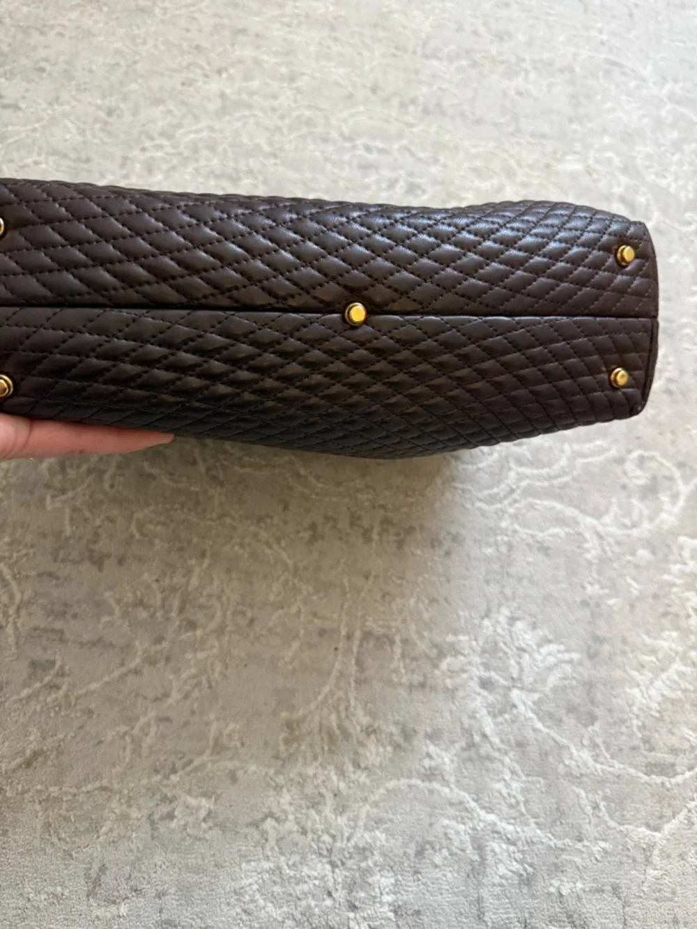 Bally Quilted Leather Satchel
Dark Brown with Gold Hardware - Picture 7 of 14